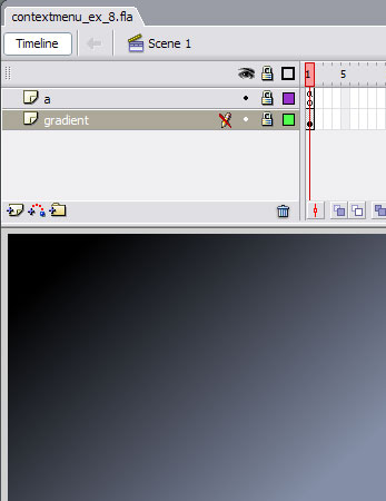showing the timeline and stage of the exercise file in the Flash authoring tool